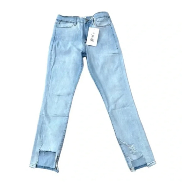 Frame Le High Skinny Crop Women’s Light Wash Distressed Denim Jeans Size 28 NWT - Picture 1 of 9